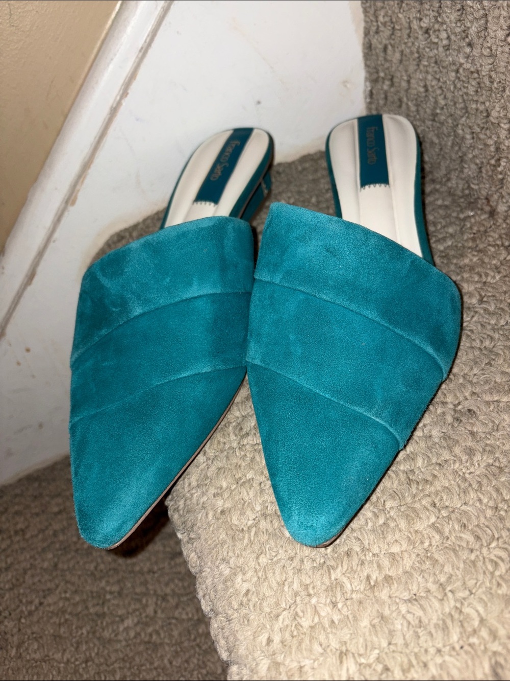 Franco Sarto Oasis 3 Teal Pointed-Toe Slip-On Mules